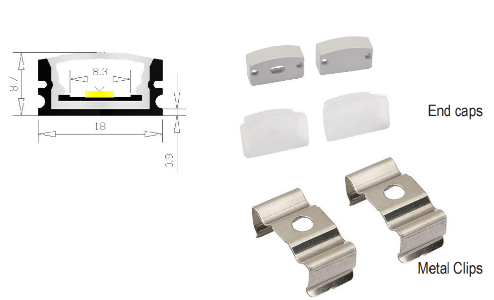 LED waterproof aluminium profile X19-T1809-1