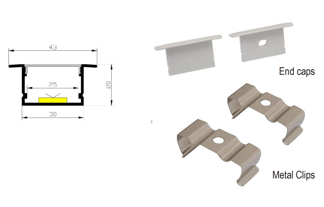 LED encastrée petit profile X19-T3030-2