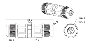 Connecteur mâle et femelle - A07JW17-B3P