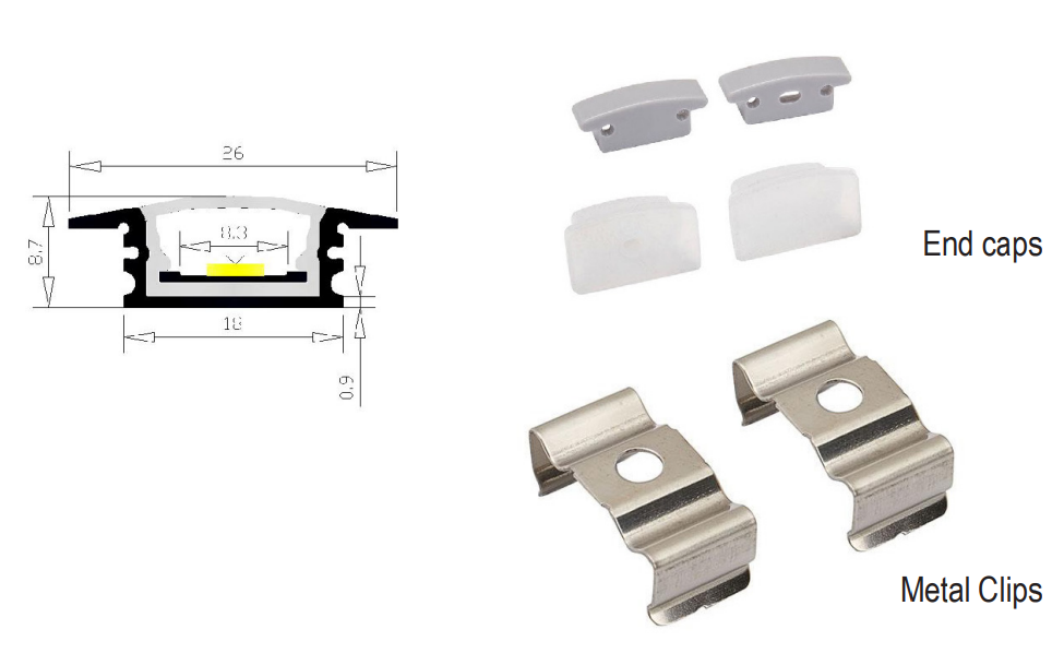 LED waterproof aluminium profile X19-T1809-2